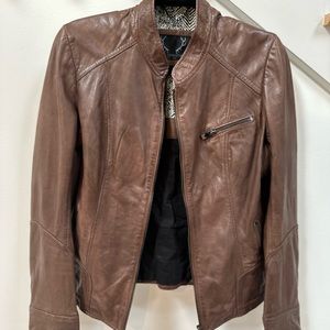 Brown Leather Jacket by Bod & Christensen (Size Large) *NEVER WORN*